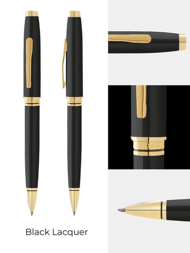 Coventry Classic Black Lacquer with Gold Tone Appointments Ballpoint Pen (Blue Ink) 