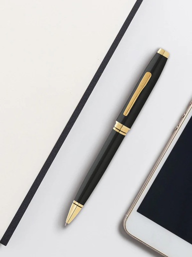 Coventry Classic Black Lacquer with Gold Tone Appointments Ballpoint Pen (Blue Ink) 