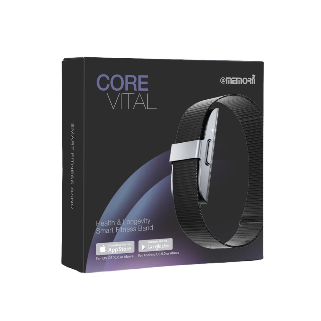 CORE VITALS - @memorii Health & Longevity Smart Fitness Band - Black