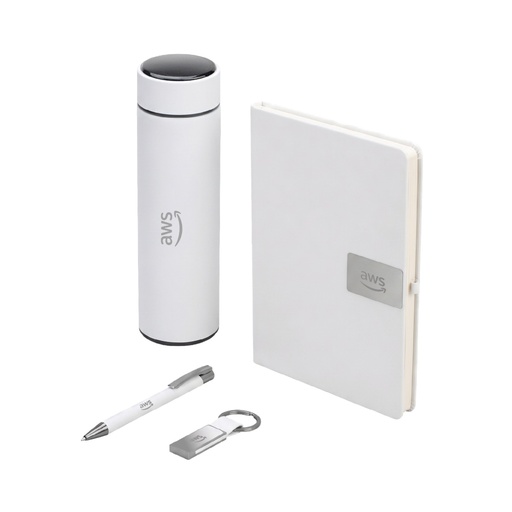 ORION SET - Giftology Set of Thermo Bottle, Notebook, Pen and Keychain - White