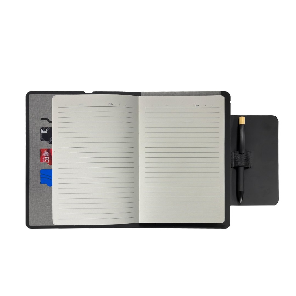 MagFolio - Santhome A5 PU notebook with 15W MagSafe Wireless Charger- Grey