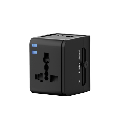 SERRI AC - Giftology Travel Adapter with Type C Compatibility - Black 