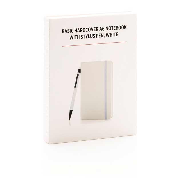 XD A6 Hard Cover Notebook With Stylus Pen - White