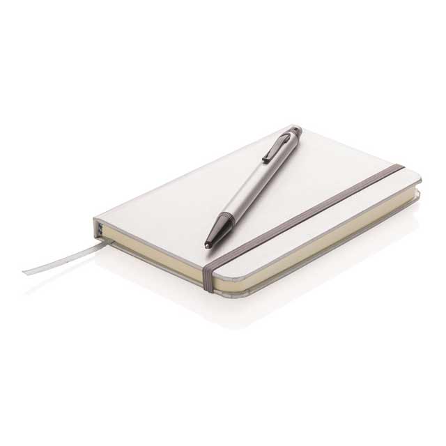 XD A6 Hard Cover Notebook With Stylus Pen - Silver