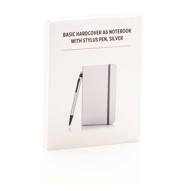 XD A6 Hard Cover Notebook With Stylus Pen - Silver