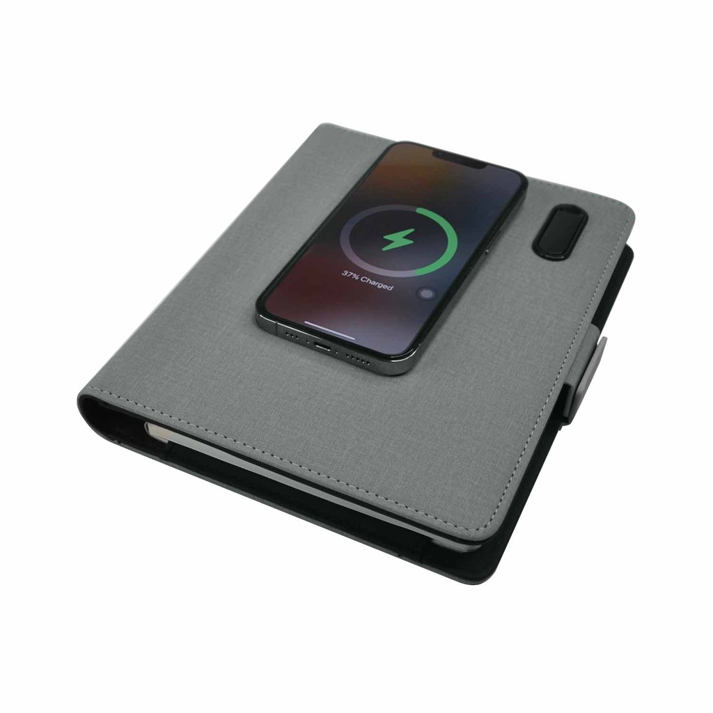 PREETZ - Santhome Technology Folder with 8000 mAh Wireless Powerbank and 32GB USB - Dark Grey