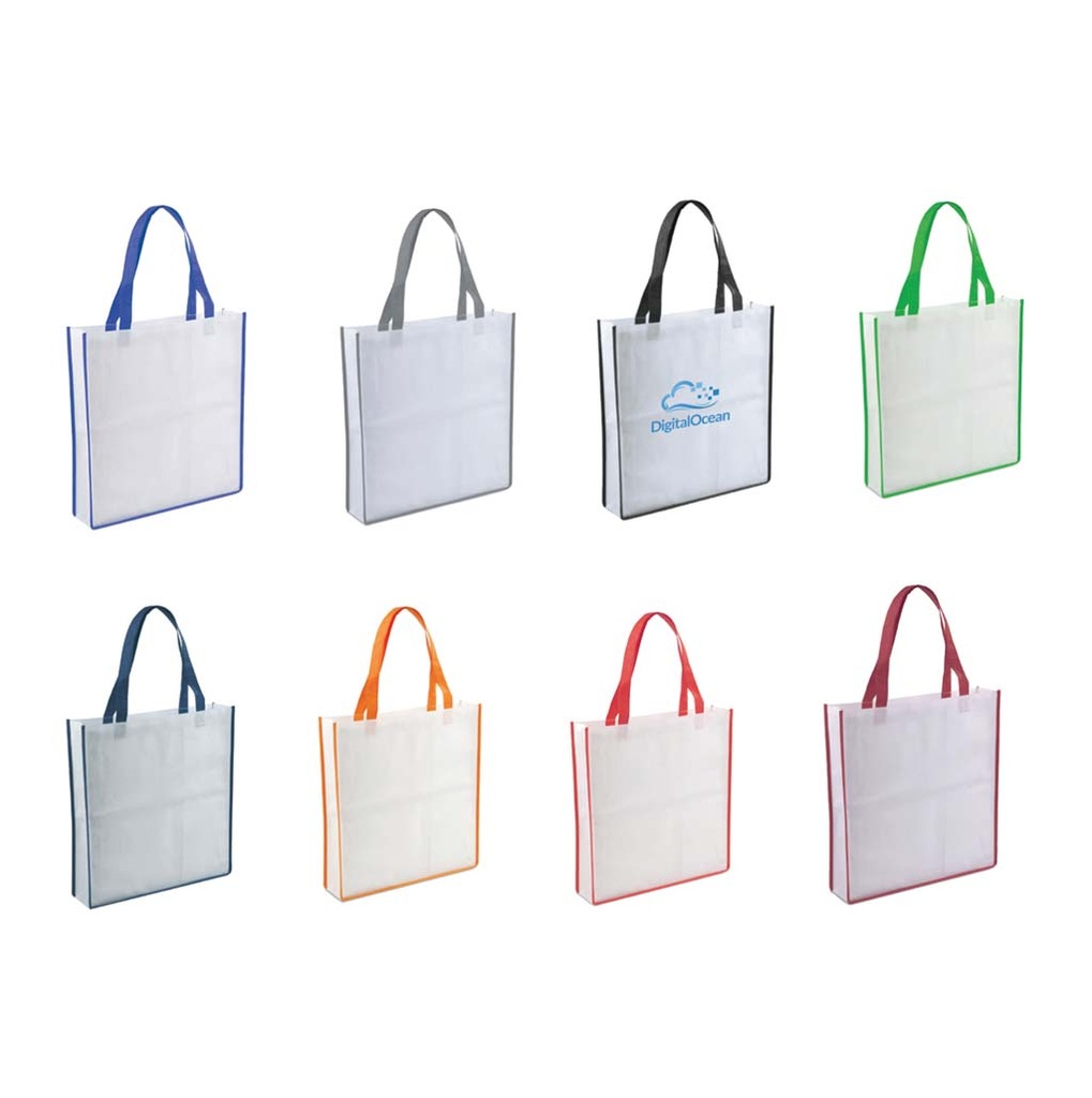 Non-Woven Shopping Bag Vertical White/Red