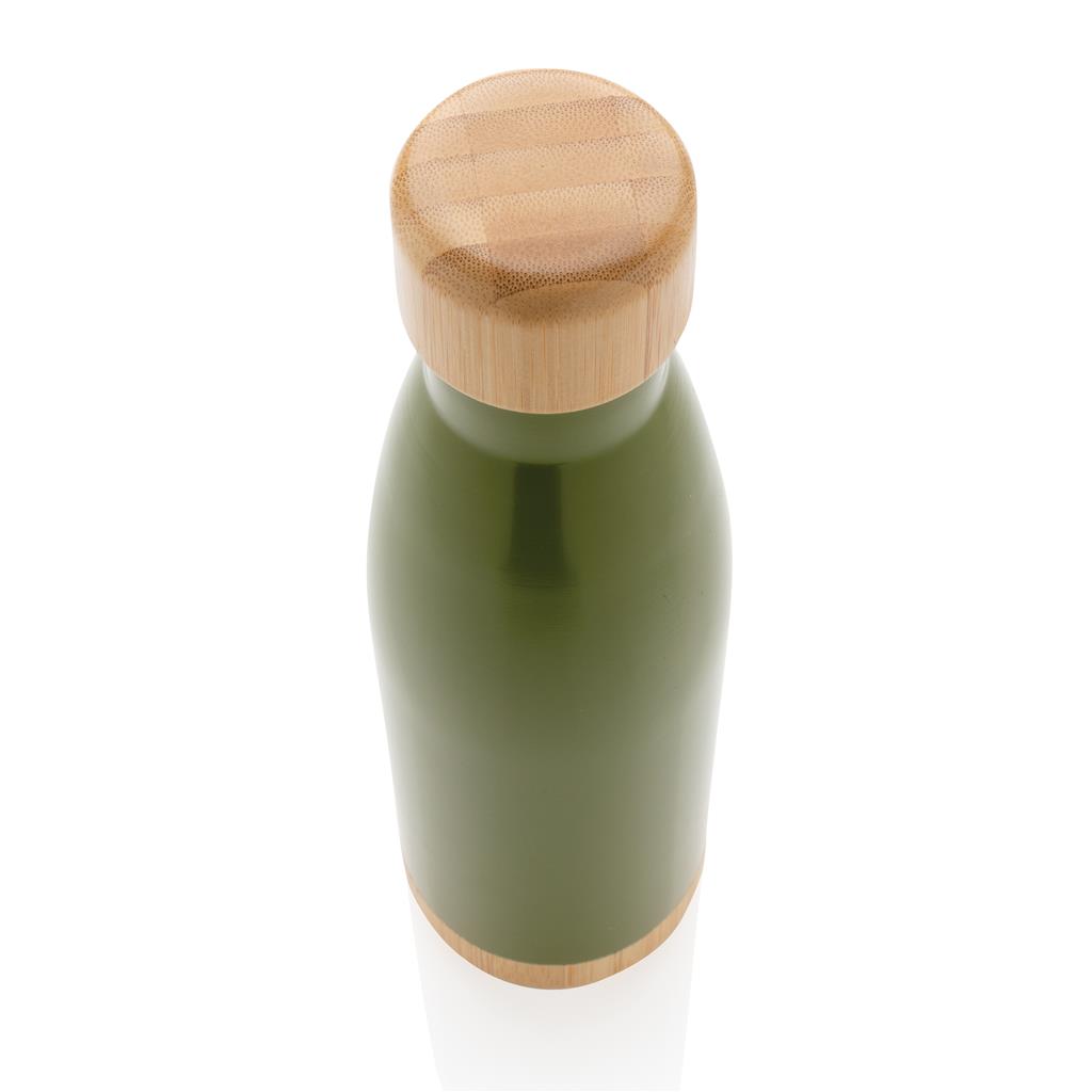 ODESSA - Giftology Double Wall Stainless Bottle with Bamboo Lid and Base - Green