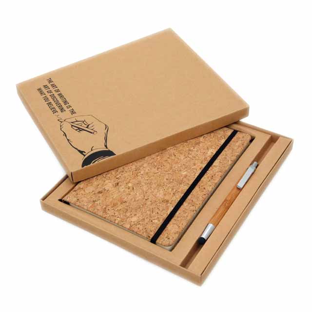 CORQ - eco-neutral Cork Notebook And Bamboo Pen Packed In Gift Box