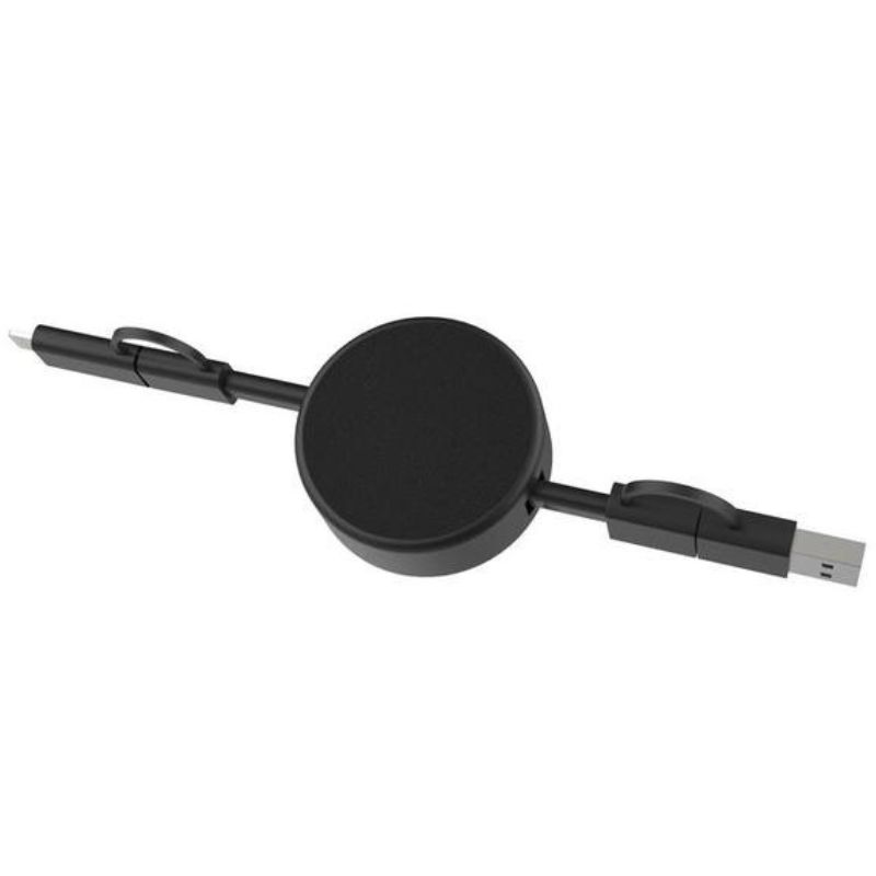LECCO - @memorii Recycled 6 in 1 retractable Charging Cable - Black