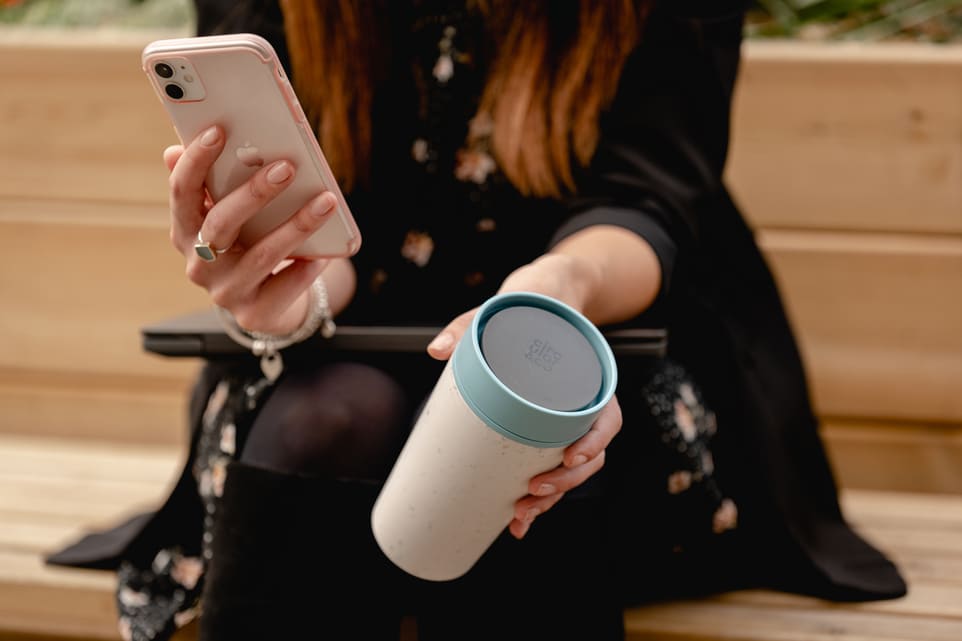 Circular Cup 12oz Cream &amp; Faraway Blue