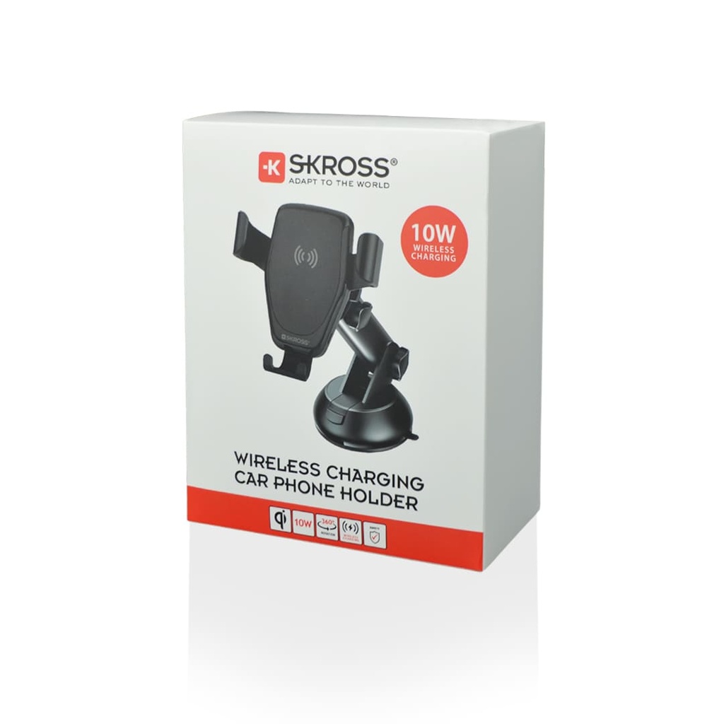 SKROSS Car Holder & Wireless Charger - Black