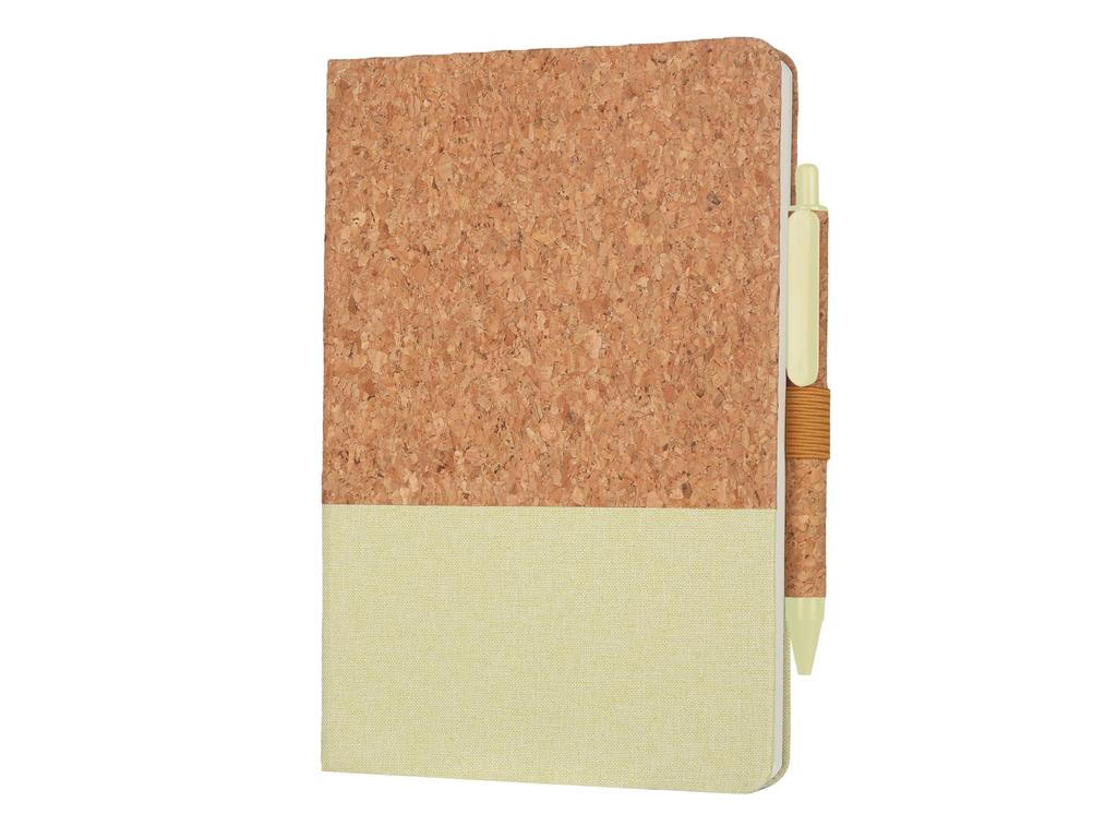 BORSA - eco-neutral A5 Cork Fabric Hard Cover Notebook and Pen Set - Green