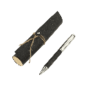 [WIEN 5110] KORU - eco-neutral Metal Pen with Recycled Leather Barrel - Black