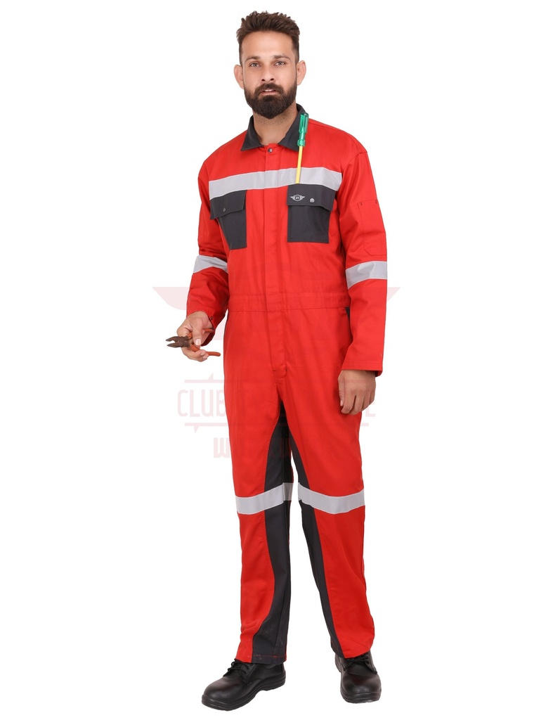 Raptor Coverall
Color: Red & Grey
Fabric: 65% Cotton 35% Polyester
GSM: 245
