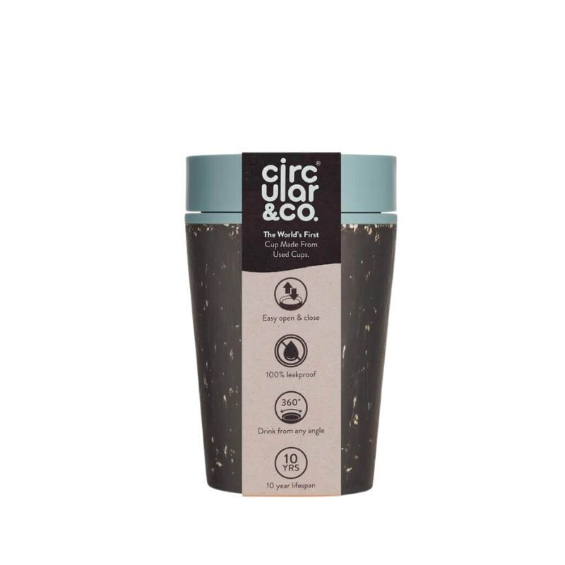 Circular Cup 8oz Black &amp; Faraway Blue