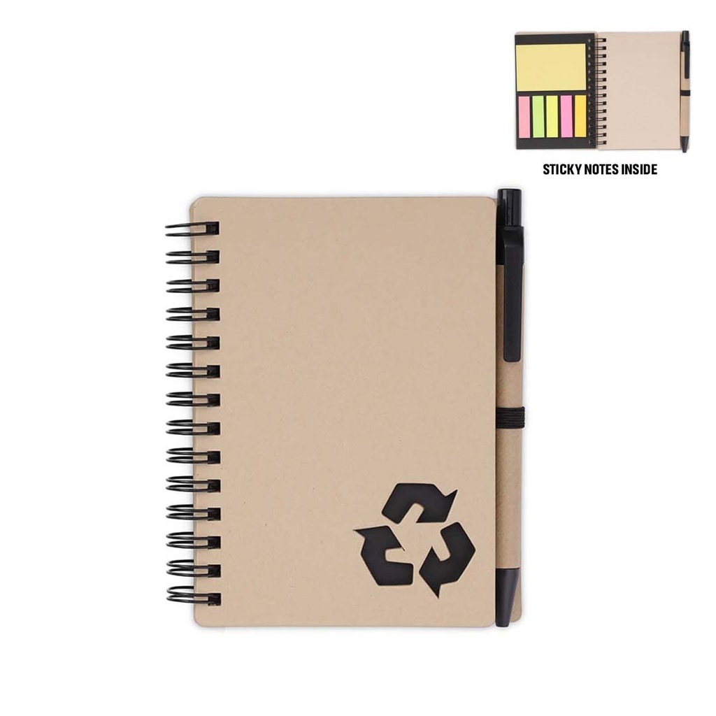 HASSA - eco-neutral A6 Notepad & Pen Set with Sticky Note - Black