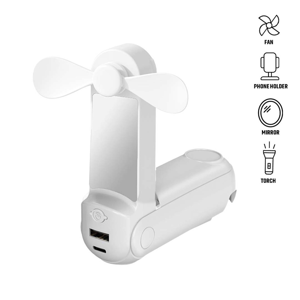 ARCHIE - Giftology 5-in-1 Powerbank Fan with Torch, Phone Holder & Mirror