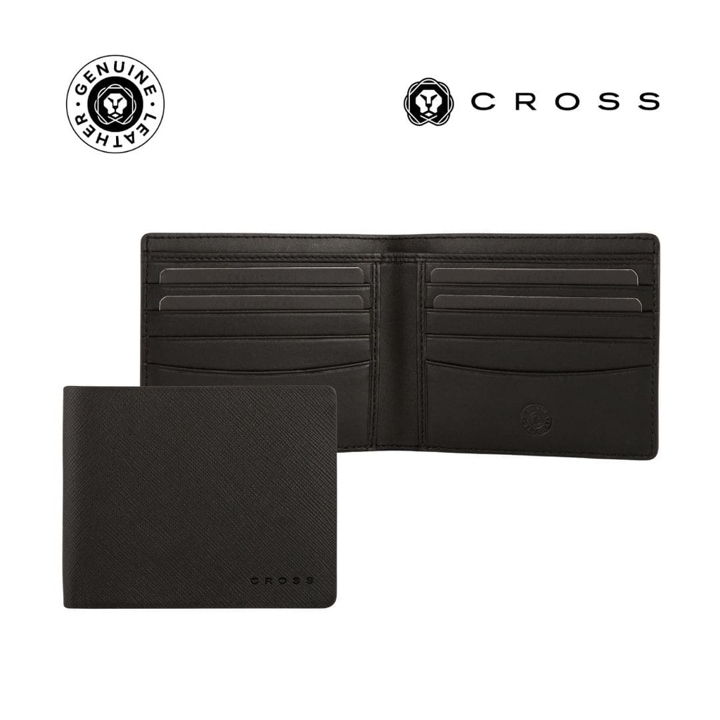 CROSS Saffiano Leather 8CC Slim Bifold Wallet - Black