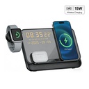 FAROS - @memorii 5 in 1 Wireless Fast Charging Station with Display Clock - Black