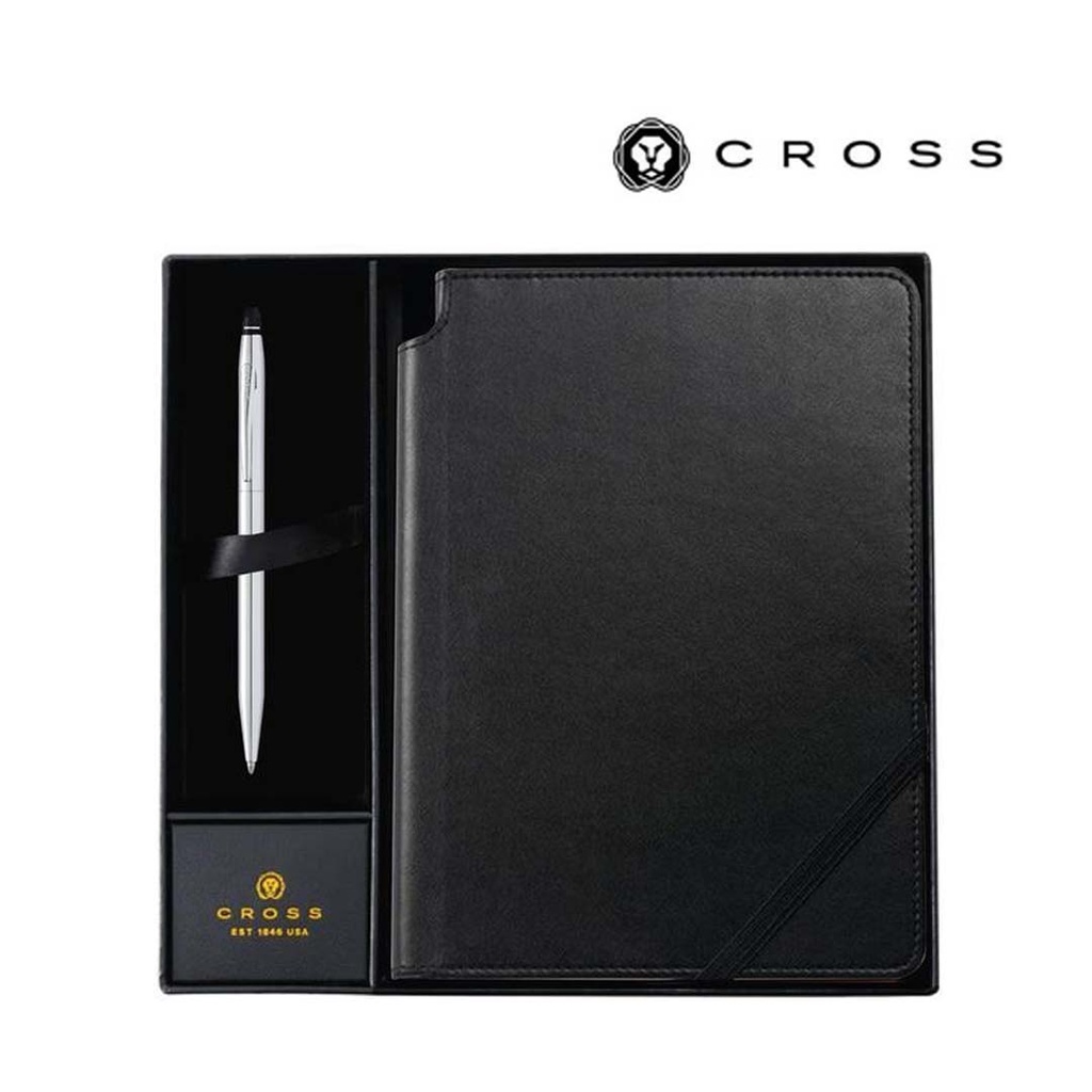 Cross ATX® Basalt Black Ballpoint Pen with Classic Black Journal Gift Set