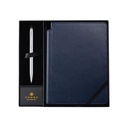 Cross Click™ Chrome Ballpoint Pen with Classic Blue Journal Gift Set