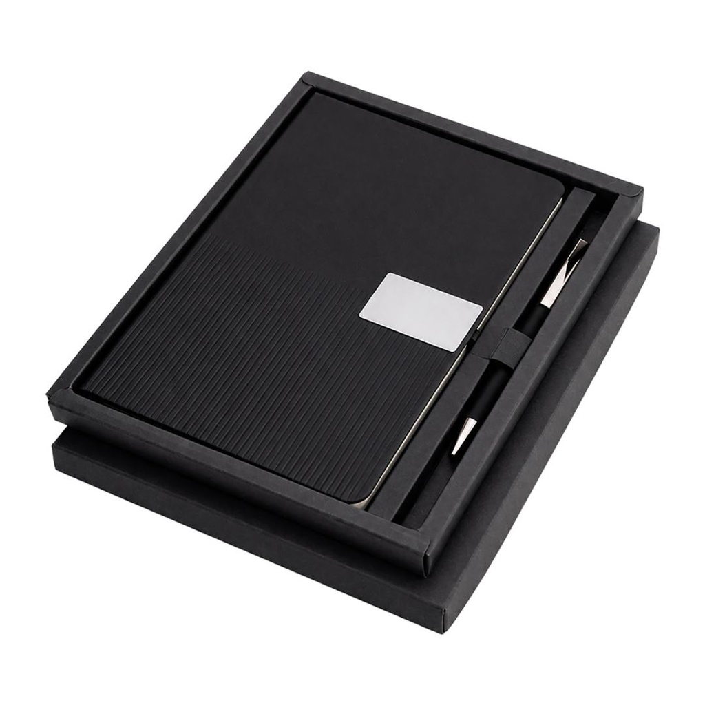 RIPPLE SET - Giftology Set of Notebook and Pen - Black 