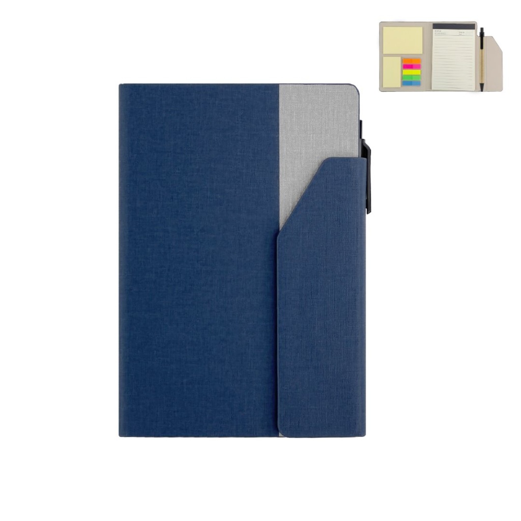 CARLO - Giftology Notepad with Pen and Sticky Note - Navy Blue