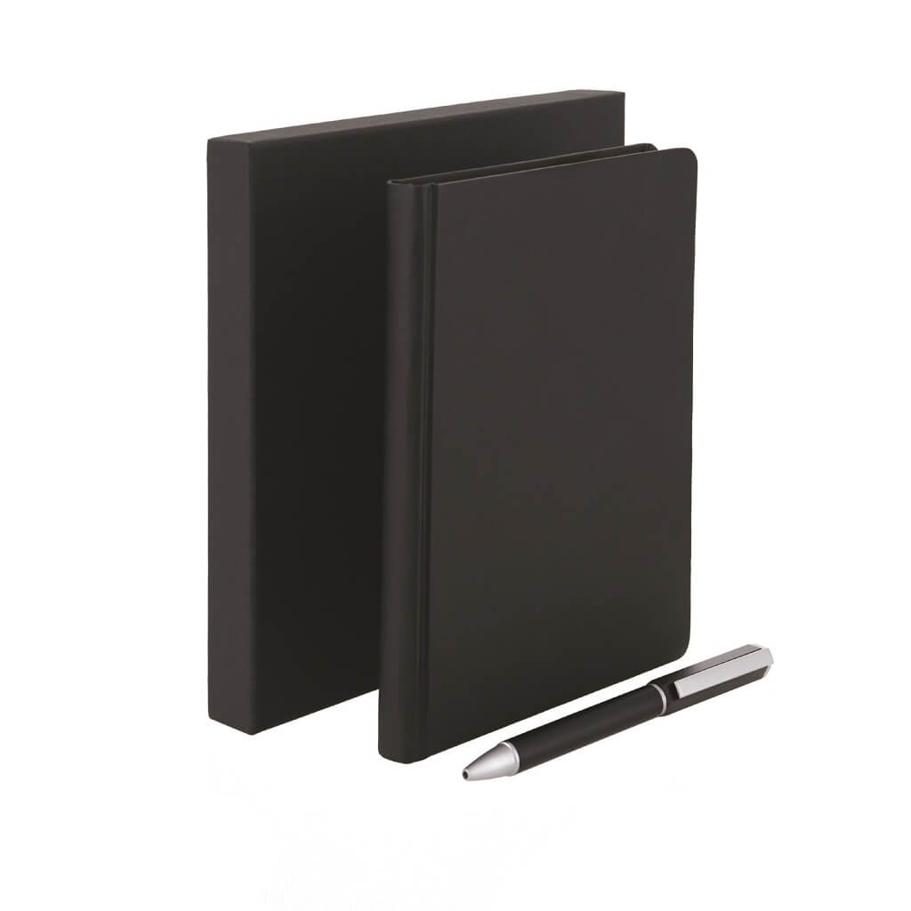 TOMAR - SANTHOME Set Of PU Thermo Notebook And Pen - Black