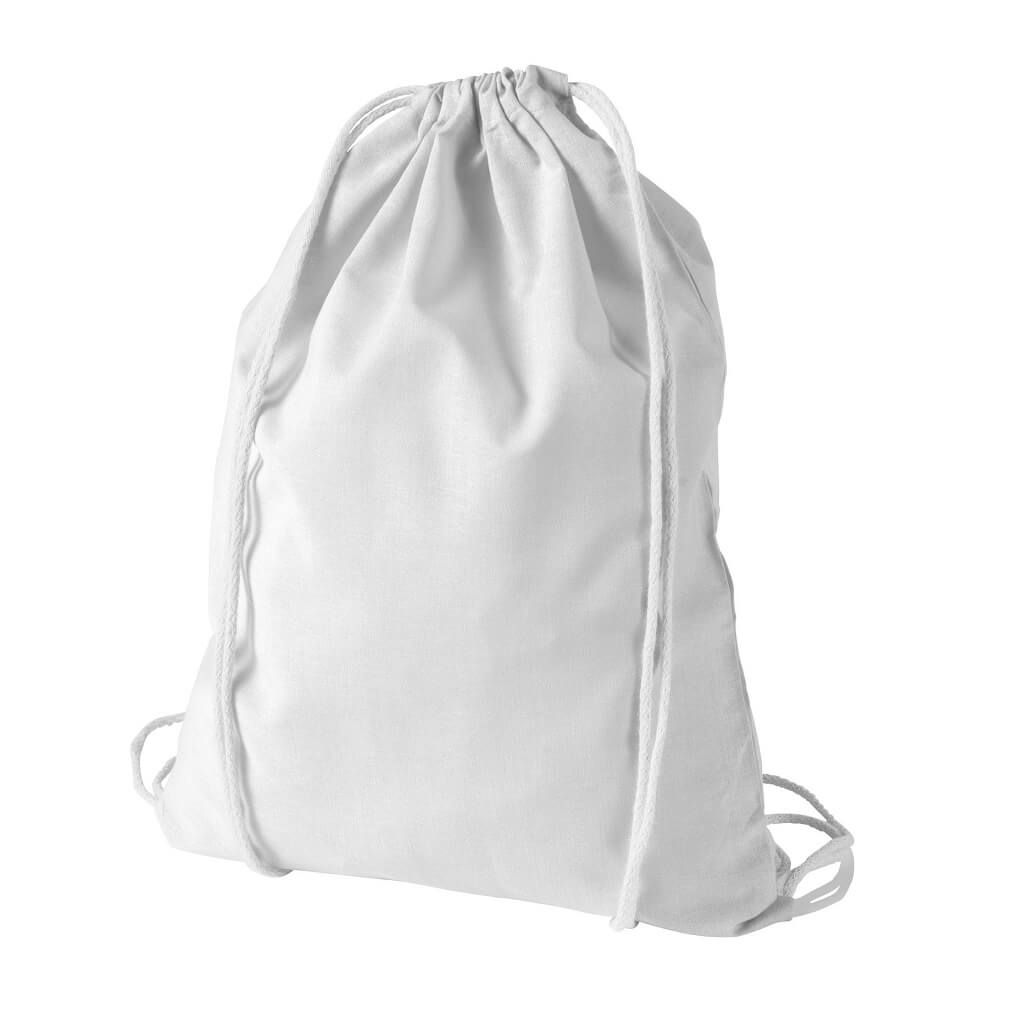 Eco-neutral Cotton Draw String Bags-White