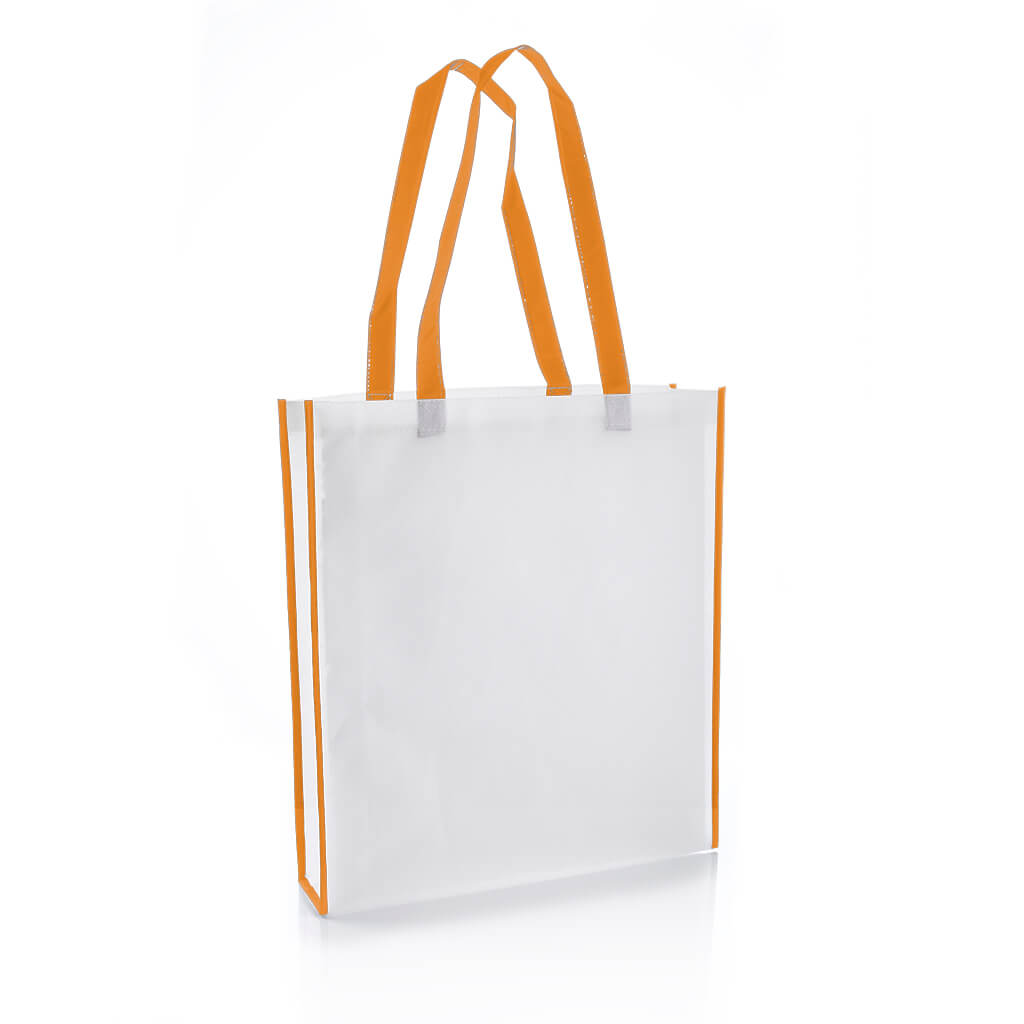 Non-Woven Shopping Bag Vertical White/Orange