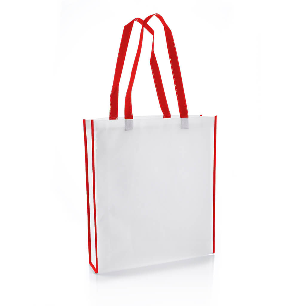 Non-Woven Shopping Bag Vertical White/Red