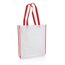 [NW001 V-White/Red] Non-Woven Shopping Bag Vertical White/Red