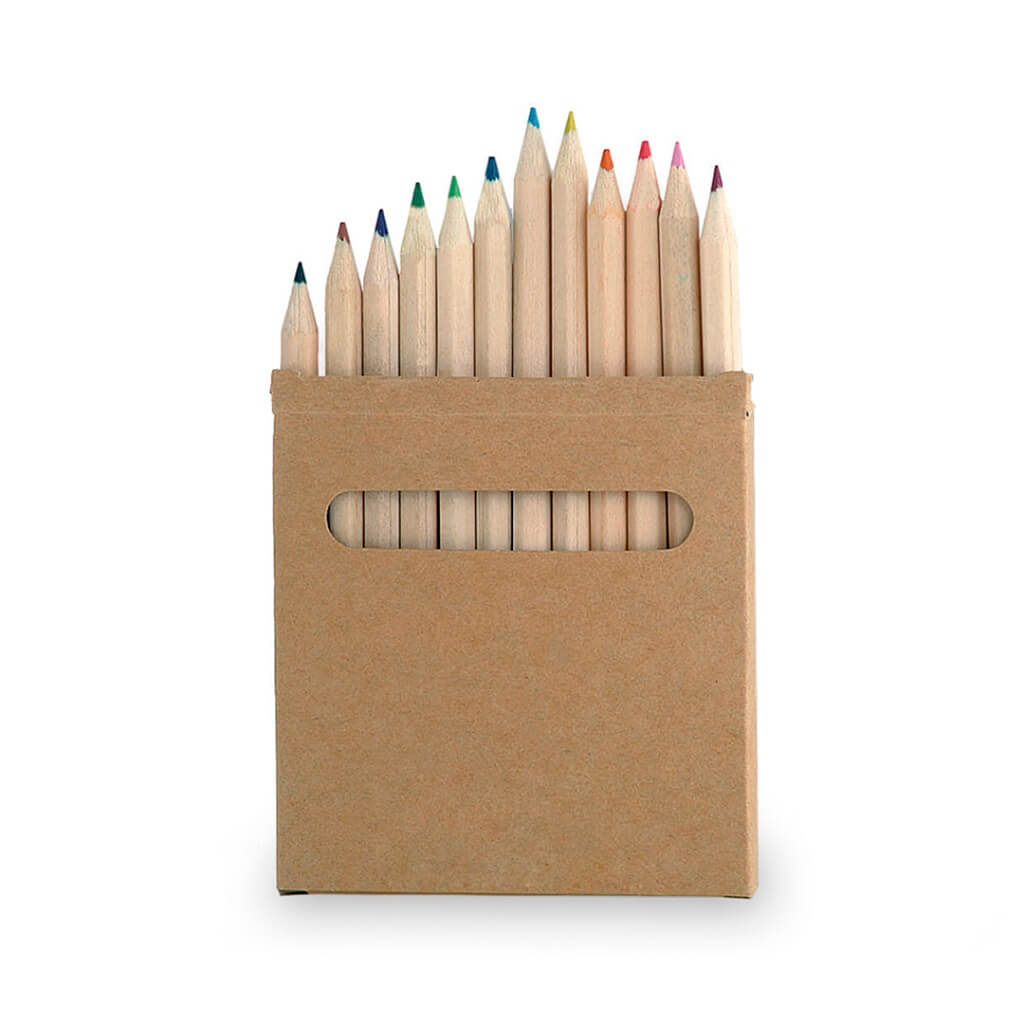 Set Of 12 Pencils In Natural Cardboard Box