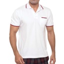 [TROPIKANA White-Small] TROPIKANA - SANTHOME DryNCool Polo Shirt with UV protection (Small, White - Red / Navy)