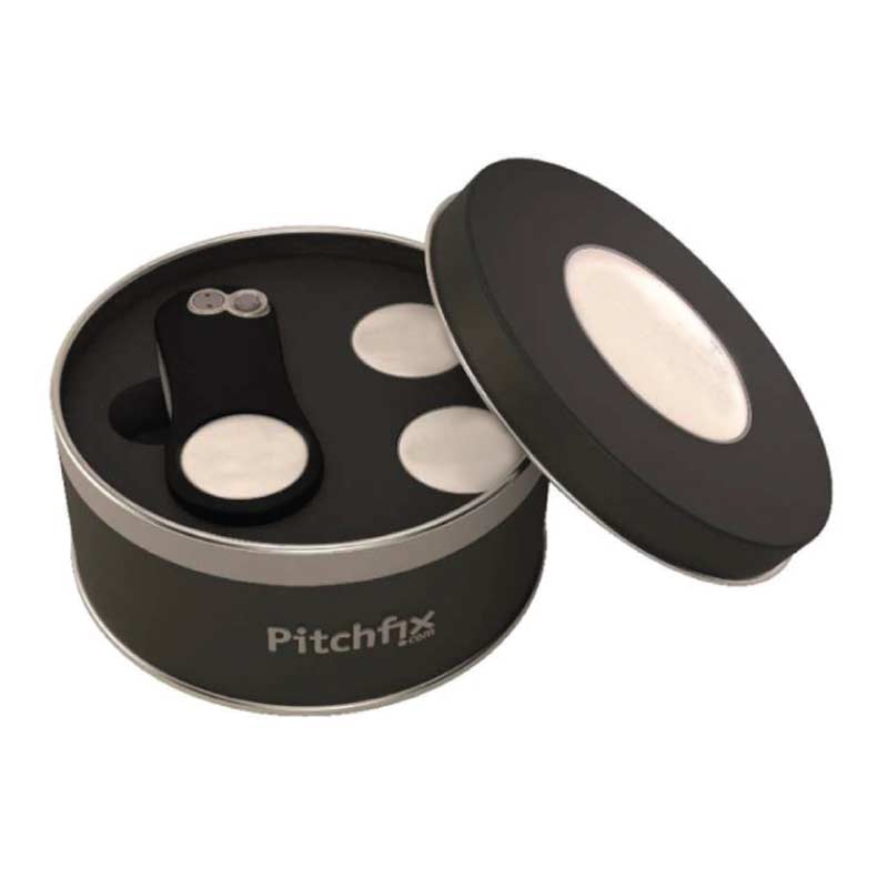 Pitchfix Round Tin Box - Black - for 1 Divot + 2 Ball Marker