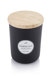 [SCEN 9101] NOUM - Arabic Oudh Scented Glass Candle with Bamboo Lid - Black