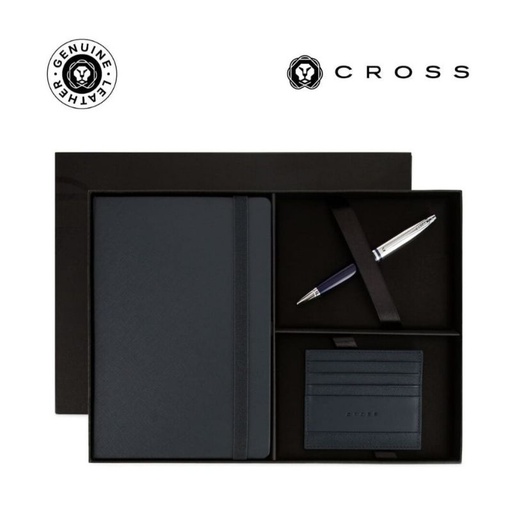 [GSCR 7672] Cross Calais™ Ballpoint Pen with Notebook and Cardholder Gift Set - Blue