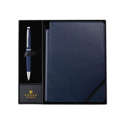 [GSCR 5012] Cross Calais™ Metallic Blue Ballpoint Pen with Classic Blue Journal Gift Set