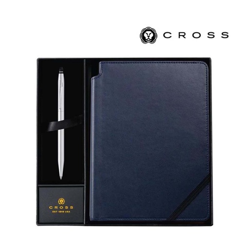[GSCR 5013] Cross Click™ Chrome Ballpoint Pen with Classic Blue Journal Gift Set