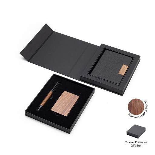 [GSSN 9614] TULUM - SANTHOME Gift set with Notebook, Pen and Card Holder with Walnut Accents