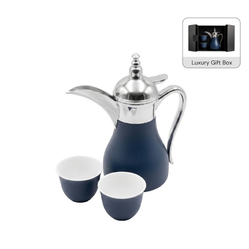 [GSHL 9635] WESAL - Hans Larsen Dallah Nano Gift Set with 2 Cava Cups - Blue / Chrome 