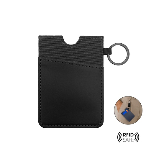 [MSCH 9243] LUGANO - Vertical RFID Cardholder Wallet with Keyring - Black