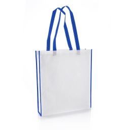 [NW001 V-White/R.Blue] Non-Woven Shopping Bag Vertical White/R.Blue