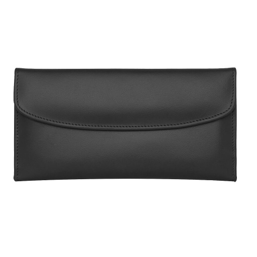 [1233 - Black] Genuine Leather Ladies Wallet with Zipper Pocket Black