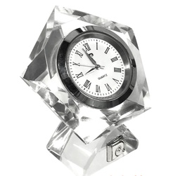 [TCPC 766] Cluny - Pentagon Crystal Desk Clock by Pierre Cardin - Regular